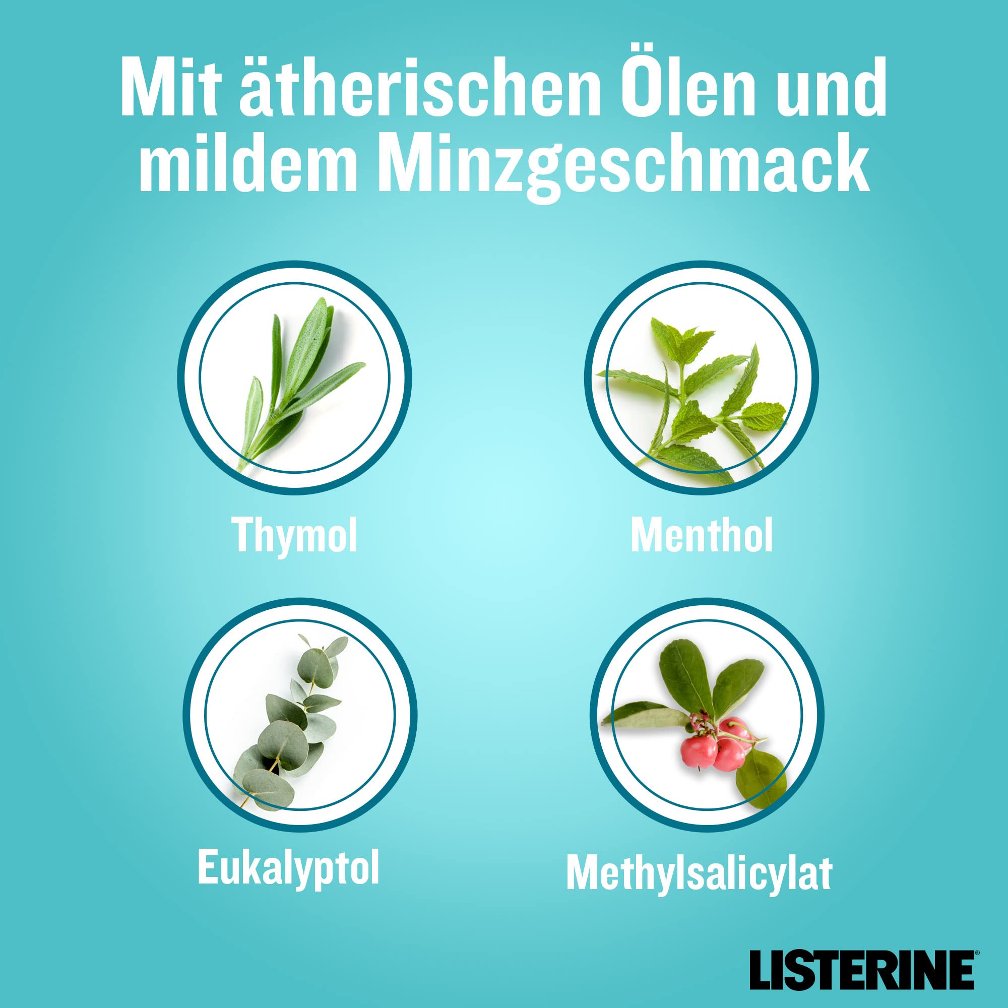 Listerine Cool Mint milder Geschmack 24x95 ml antibakterielle Mundspülung ohne Alkohol mit ätherischen Ölen, für ein langanhaltendes Frischegefühl