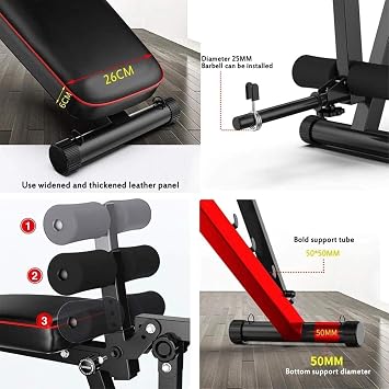 Weight Bench Foldable, Adjustable Sit Up Bench 4 in 1 Home Training Gym, Flat/Incline/Decline FID Bench Press Weight Benches for Full Body Workout