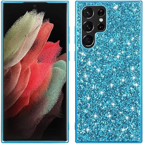 Aikukiki Funda para Galaxy S22 Ultra 5G, brillante, de lujo, ligera, delgada, a prueba de golpes, protectora con diamantes para niñas, funda de