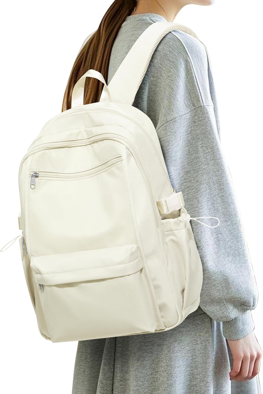 School Backpack for Teen Girls Lightweight College Backpack Women Travel Backpacks Waterproof High School Bookbag for Men Classic Casual Daypacks(Beige) - Image 8