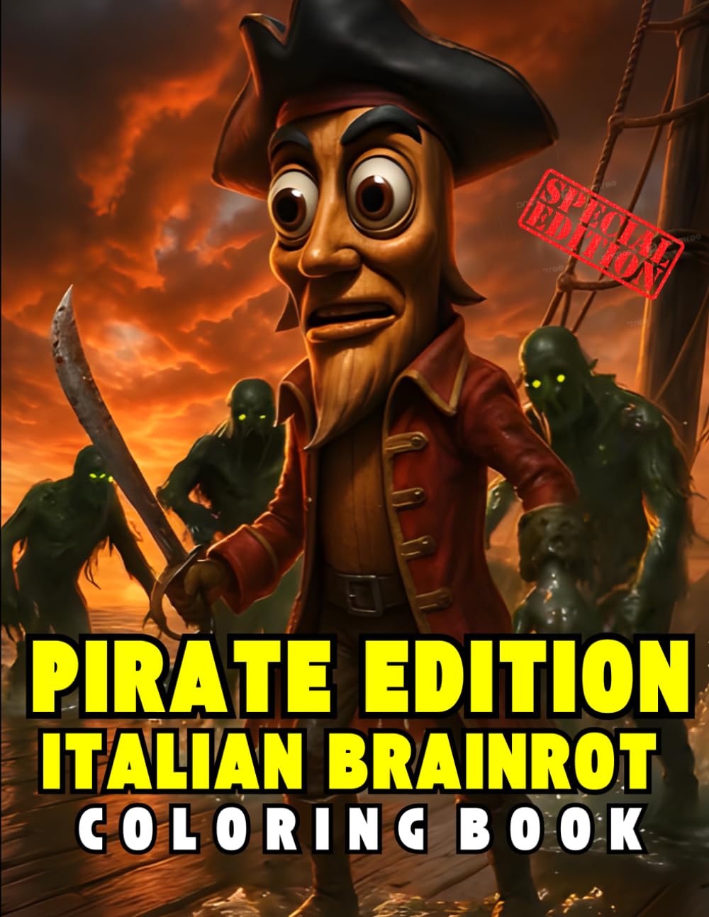 PIRATE EDITION ITALIAN BRAINROT COLORING BOOK: FUNNY AND ABSURD INTERNET MEME CHARACTERS FOR KIDS AND ADULTS