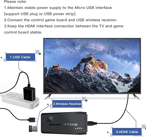 Miniatura 3 de Barra de consola de juegos retro inalámbrica, palo de videojuegos retro actualizado integrado en más de 20000 juegos con 23 emuladores, salida HDMI