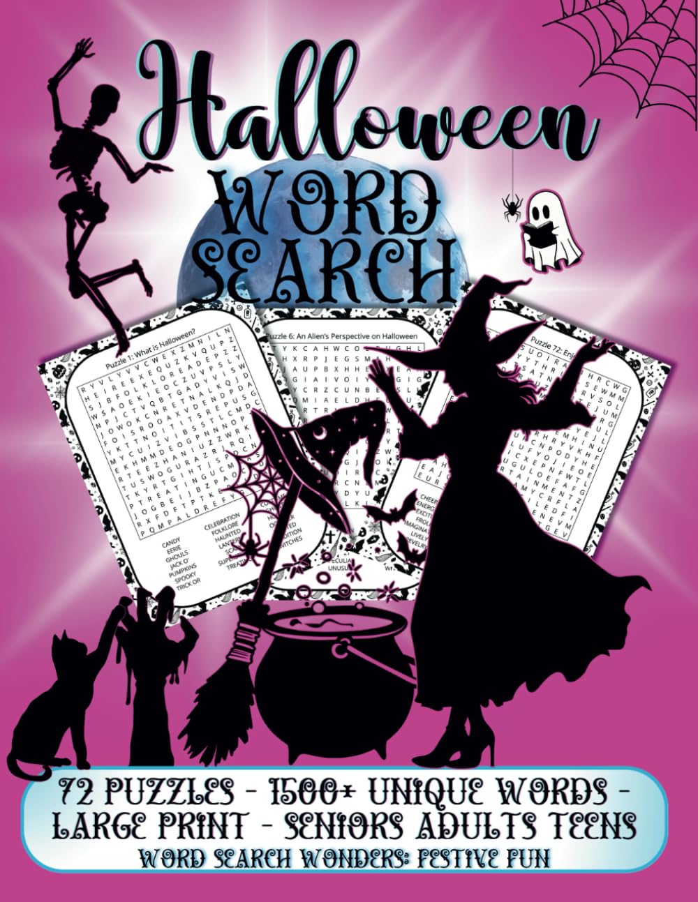 Halloween Word Search Large Print Puzzle Book: 72 Spookily Themed Puzzles - 1500+ Unique Words - For Seniors, Adults and Teens: Fun Frightening Word ... Relief & Relaxation (Word Search Wonders)