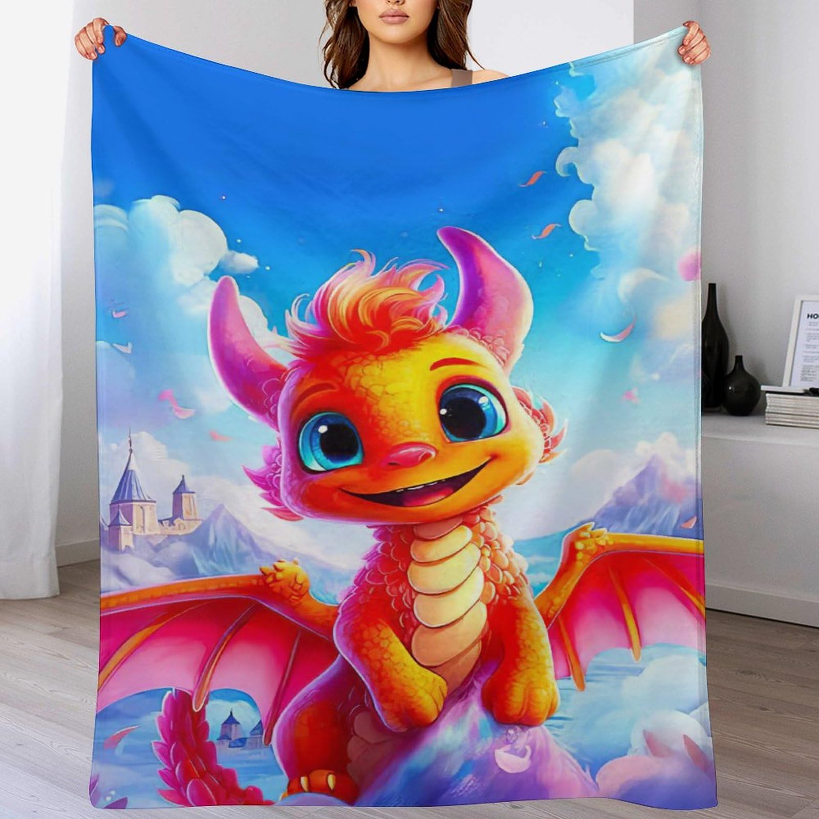 Couverture dinosaure en flannel douce et lavable pour enfant 100x130cm