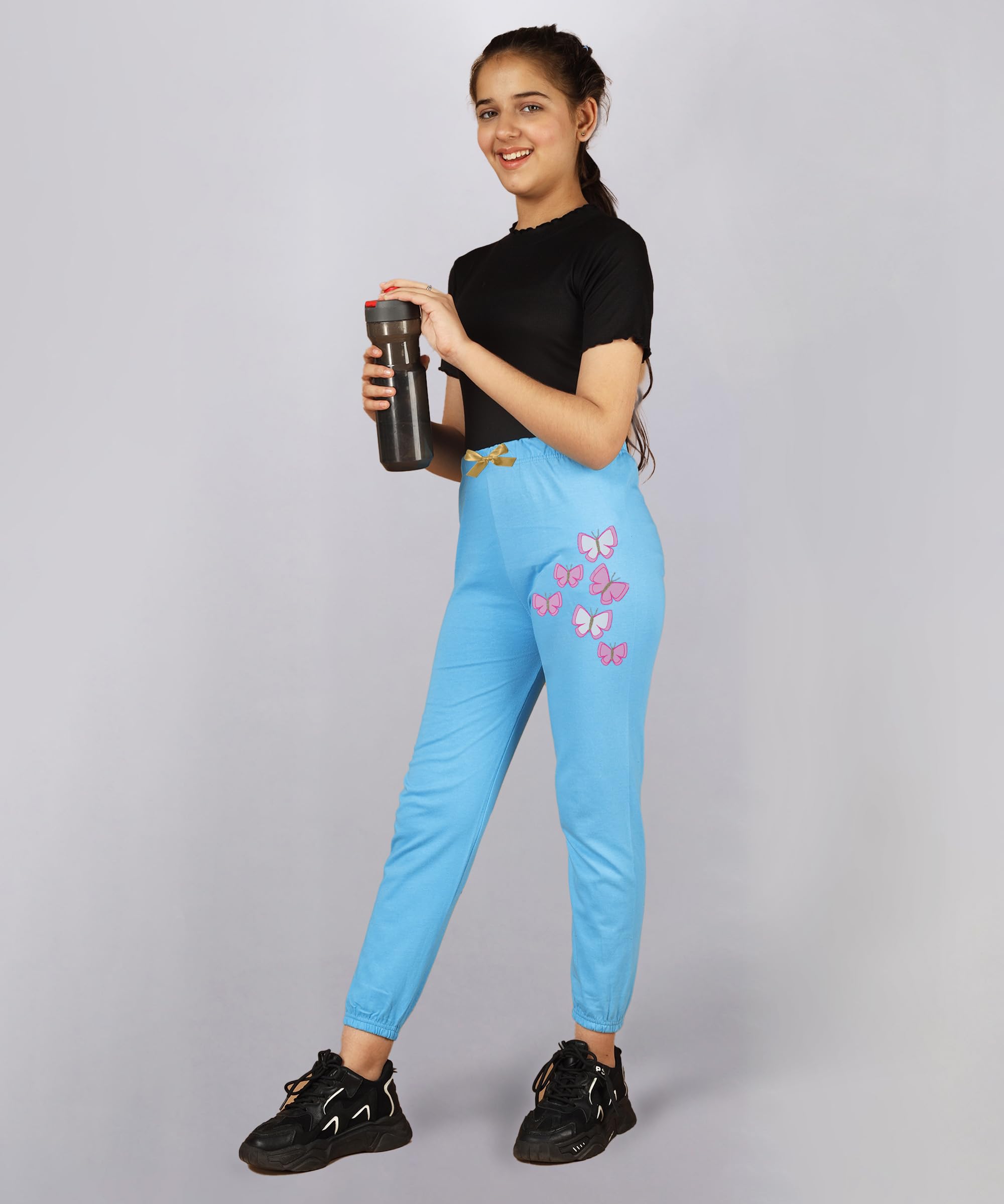 KYDA KIDS® Girls 100% Cotton Premium Printed Track Pants | Soft Breathable Fabric | Summer Wear Multicolor Trackpants for Girls - Pack of 3 3