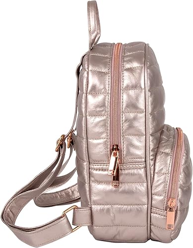 Miniatura 5 de Jessica Simpson Mini mochila acolchada para mujer, para el trabajo, la recreación, los desplazamientos y los viajes, Acolchado metálico