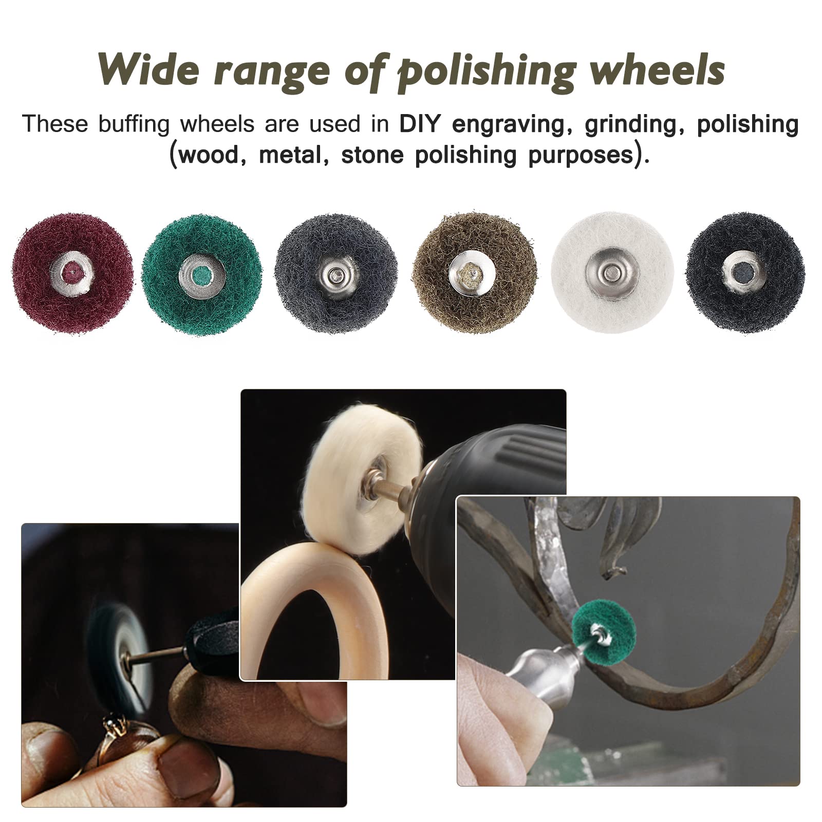 Gueenky 60Pcs Abrasive Buffing Polishing Wheels 25mm, Grit 80 150 240 320 600 1000 Abrasive Wheel - Image 4