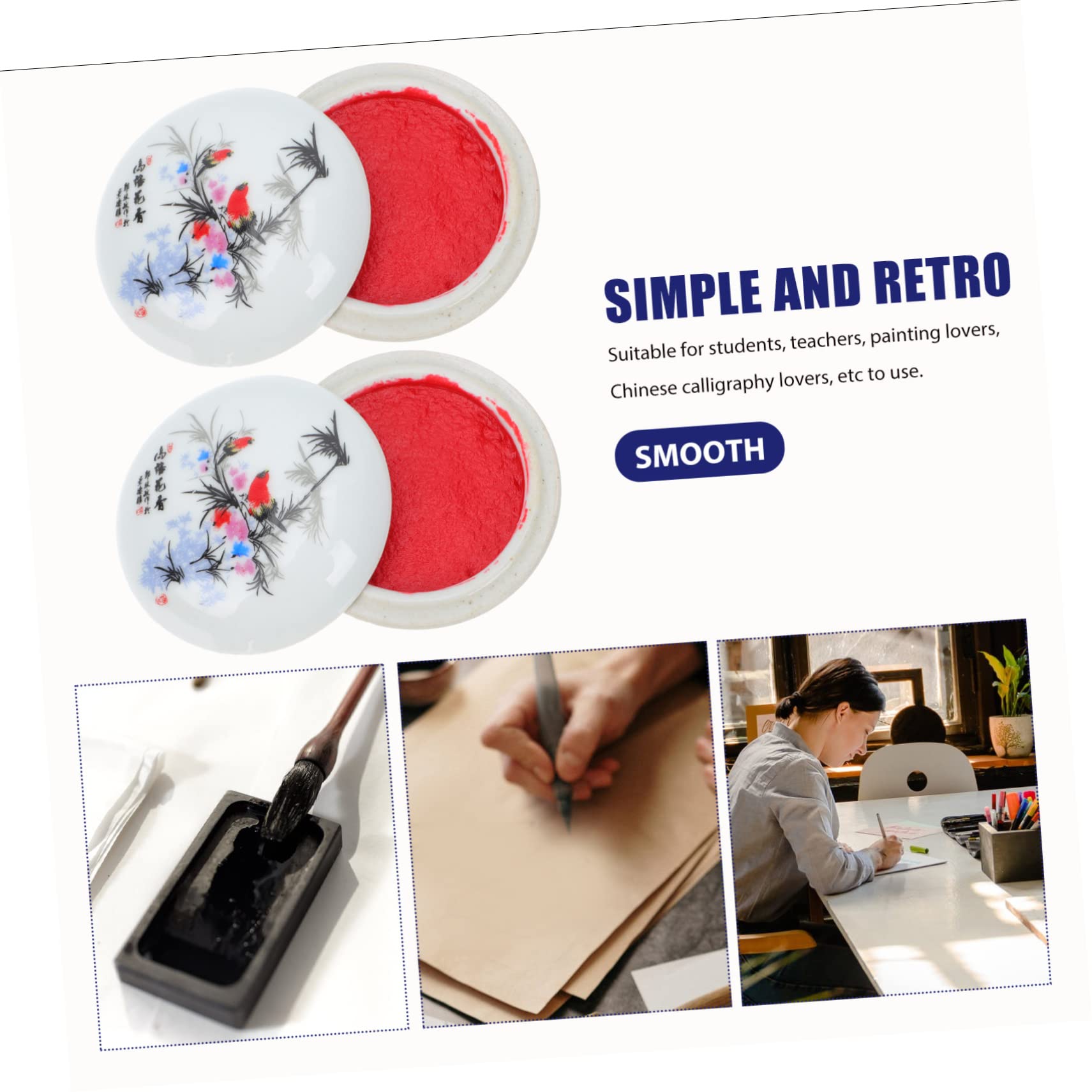 DOITOOL 2 Set Tampone di Inchiostro Rosso Mano Tampone Multiuso Tamponi per Timbri per Tampone per Pittura Tampone di Inchiostro per La Pittura Ceramica 2 Pezzi*2