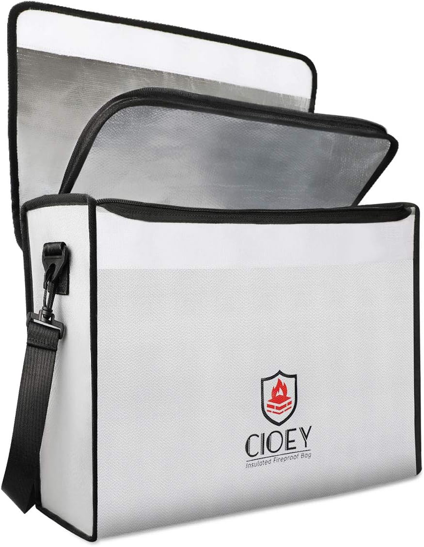 Cioey Fireproof Document Bag - Fireproof Box [Thermal Insulated] Fireproof Safety Boxes for Home Large Fireproof Bag Lockable Zipper Fireproof Safe Box Home Safes Fireproof Waterproof Fireproof