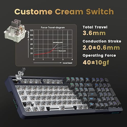 Miniatura 3 de Redragon Teclado mecánico inalámbrico, teclado RGB para juegos de 3 modos montado en juntas con perilla de volumen, interruptores lineales