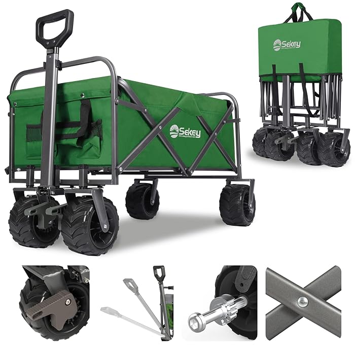 Buy Sekey Collapsible Folding Wagon Cart with Brake, Outdoor Heavy Duty