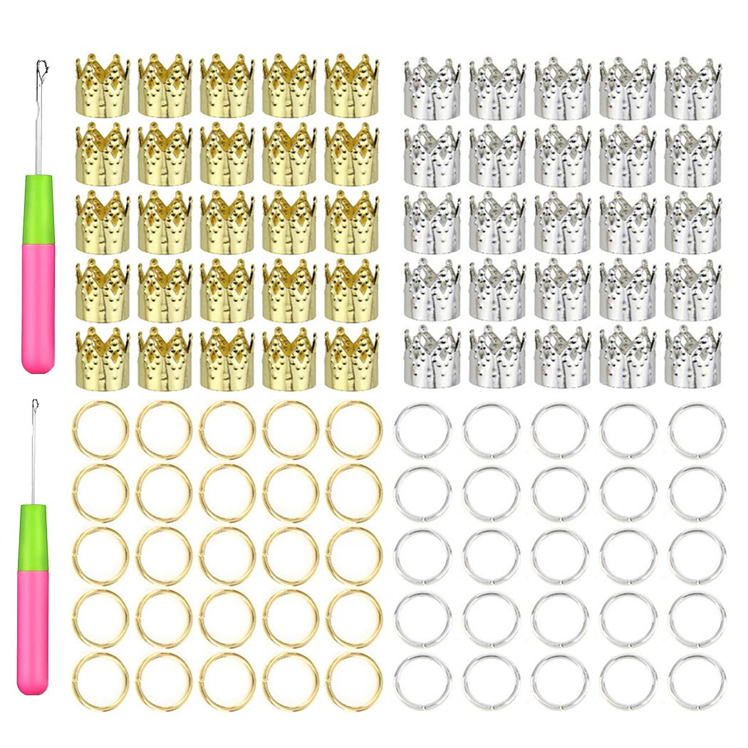 Anjetan 2PCS Hair Crochet Hook Ergonomic Bent Latch Hook Crochet Latch Hook with Braid Ring