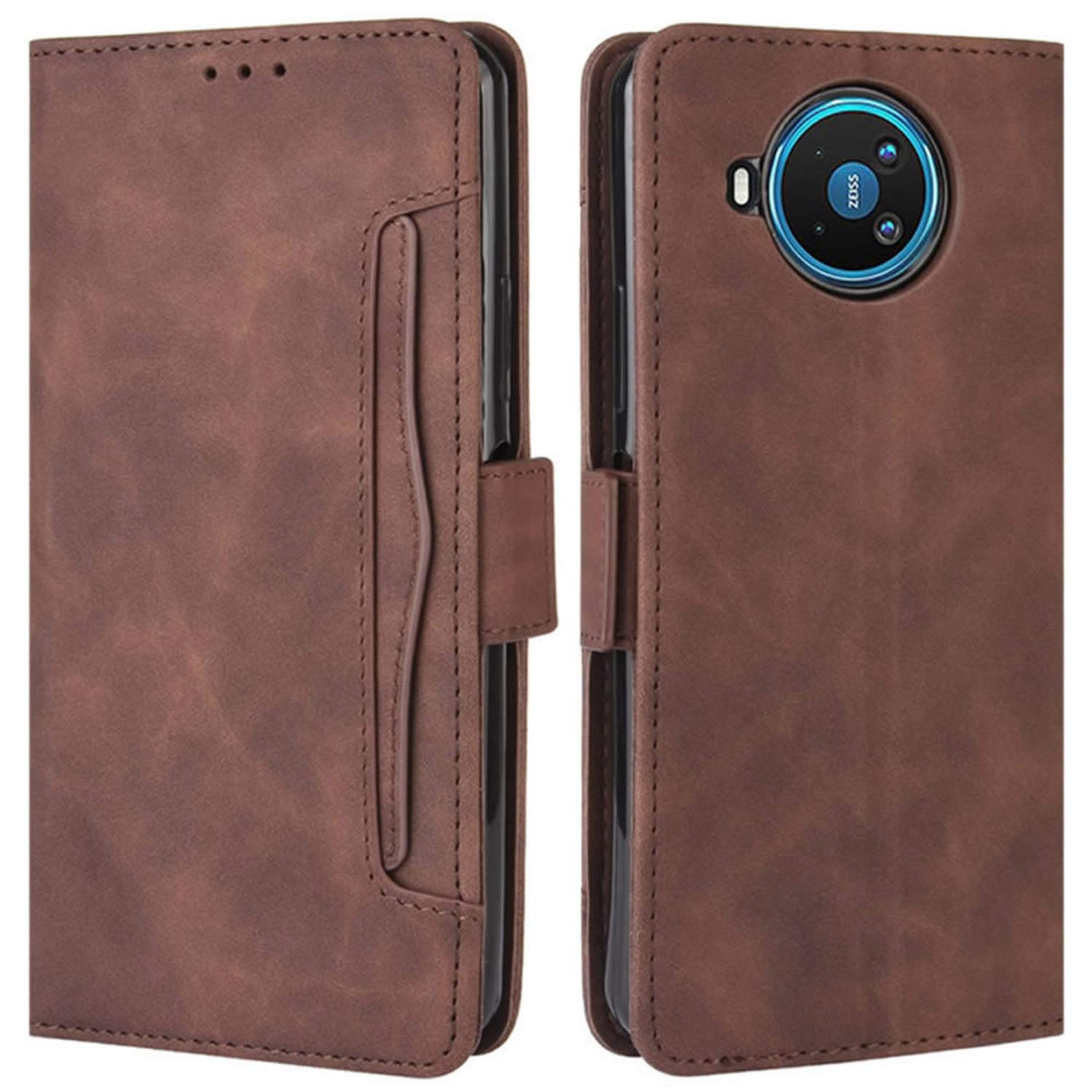 HualuBro Ledertasche Für Nokia 8.3 5G – Klapphülle Mit Magnetverschluss, 5 Kartenfächern & Standfunktion (schwarz)