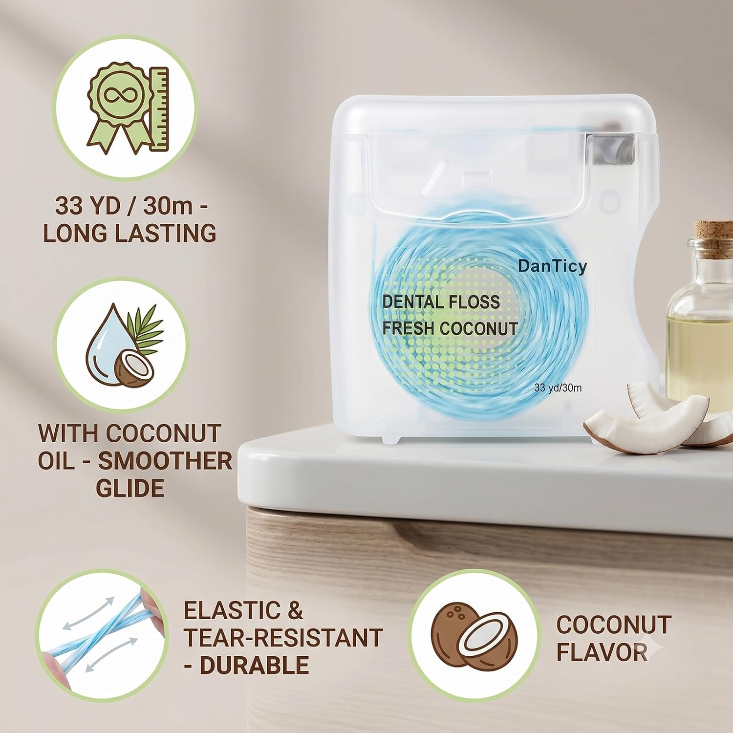 Woven Dental Floss, Dentist-Designed, Waxed, Expanding, String Floss for Oral Care (Coconut, 2 Pack) image 2