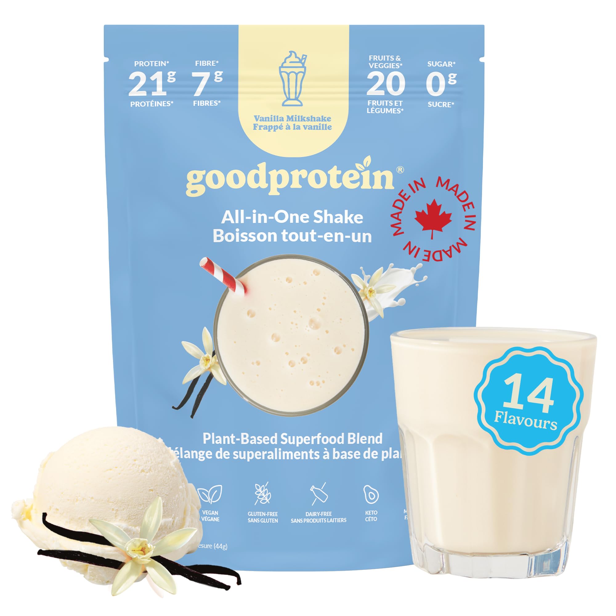 Good Protein All-in-One Shake Plant-Based Protein Powder Vanilla Milkshake