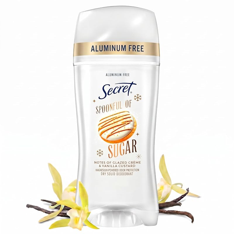 Desodorante sem alumínio Secret Spoonful of Sugar com fragrância Glazed Crème & Vanilla Custard, 68 g