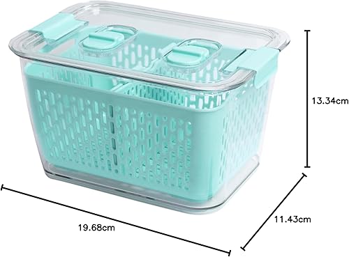 Miniatura 6 de Kitchen Spaces Organizador apilable de almacenamiento de alimentos de doble colador para refrigerador, congelador y despensa, 8.8 x 6.8 x 3.9 Verde