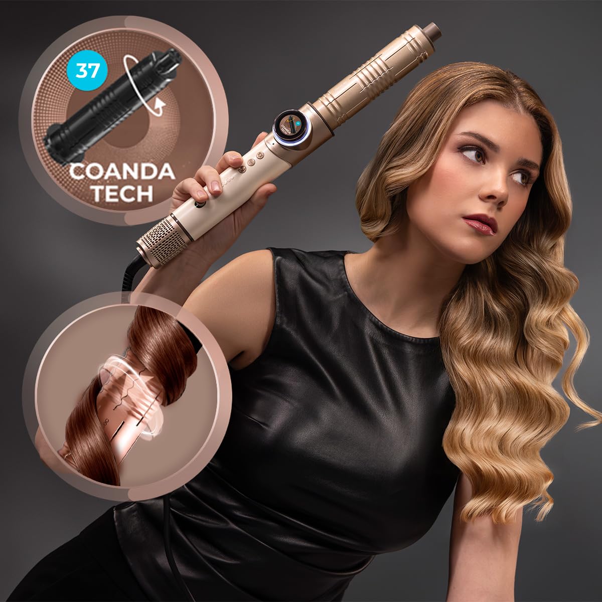 Cecotec Spazzola ad Aria Multistyler AirGlisse 8in1 Black. 1400W, Motore 110000 rpm, 8 Accessori, Coanda Tech 37 mm, Funzione Plasma Anti Crespo, Piastre Riscaldanti, Styling Professionale