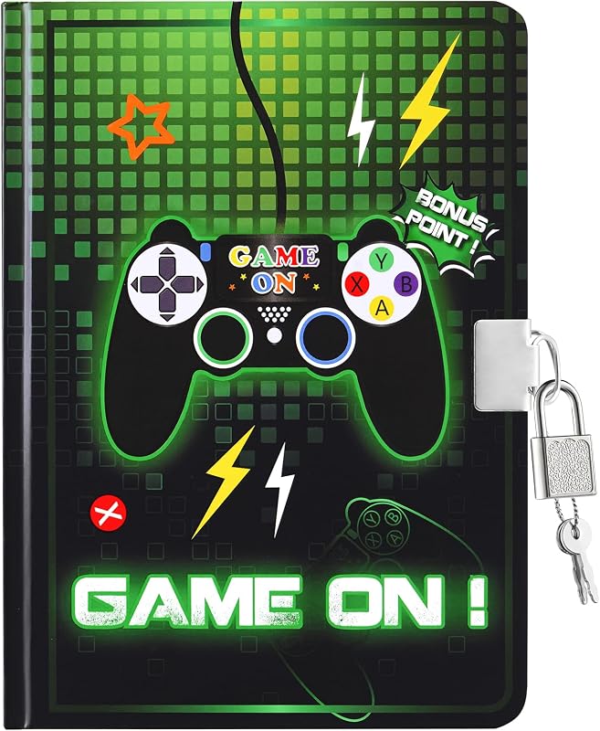 WERNNSAI Gioco Diario per Ragazzi - Luminoso Quaderno Regalo per Bambini Viaggio Privato Quaderni Copertina Rigida Block Note A5 a Righe Memo Blocco Note da Scrivere con Serratura e Chiavi
