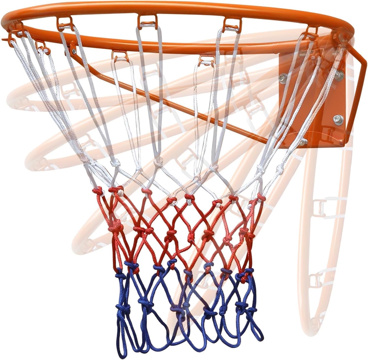 Regulation Size 18" Steel Foldable Basketball Rim with All Weather Net, Replacement Wall Mounted Basketball Rim Goal Hoop for Indoor Outdoor Hanging