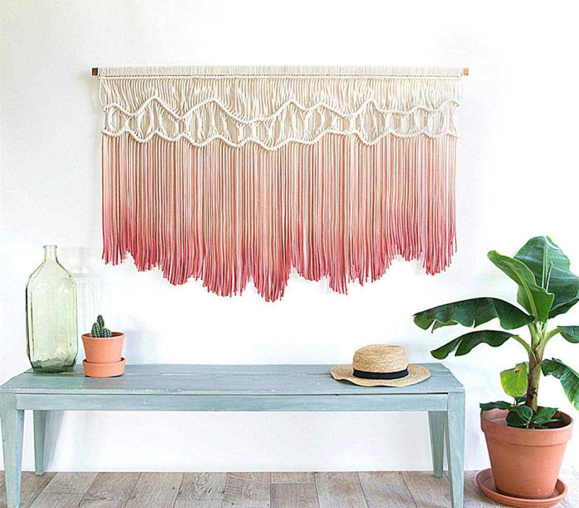 Tapiz de macramé de Estilo nórdico, Tapiz Tejido teñido a Mano, decoración para Dormitorio, Sala de Estar y cabecera
