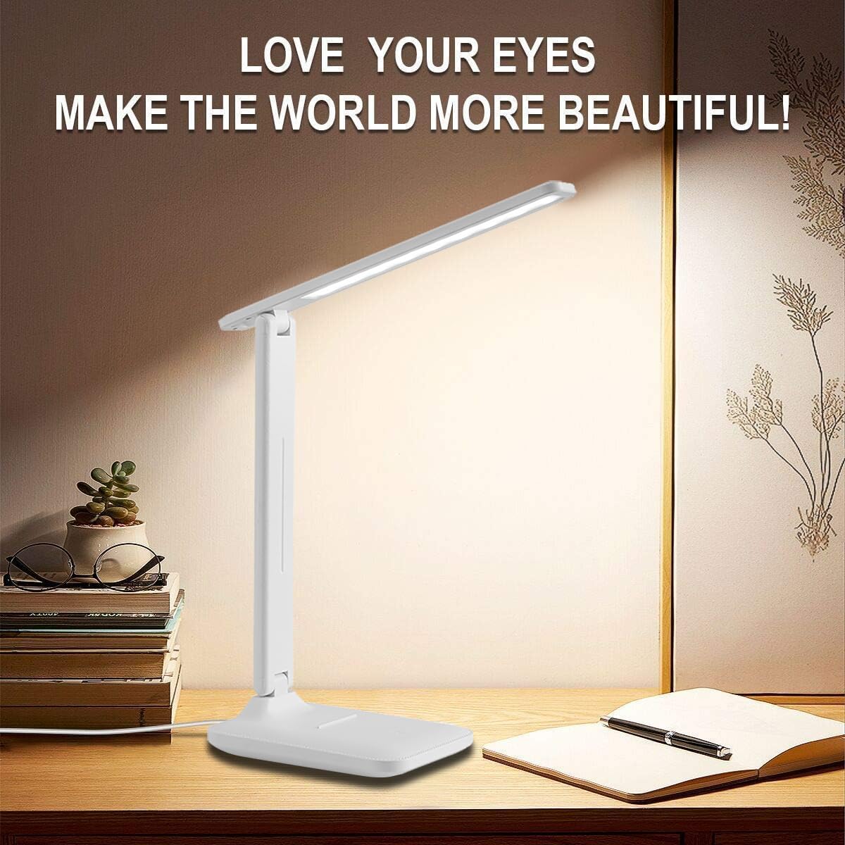 Lámpara Escritorio Lampara Lectura Cuidado Ocular, Lampara de Mesa Lámpara de Escritorio LED control táctil 3 Modos,3 Niveles de Brillo 180° flexo escritorio para Leer,Oficina,Estudiar, Relajamiento