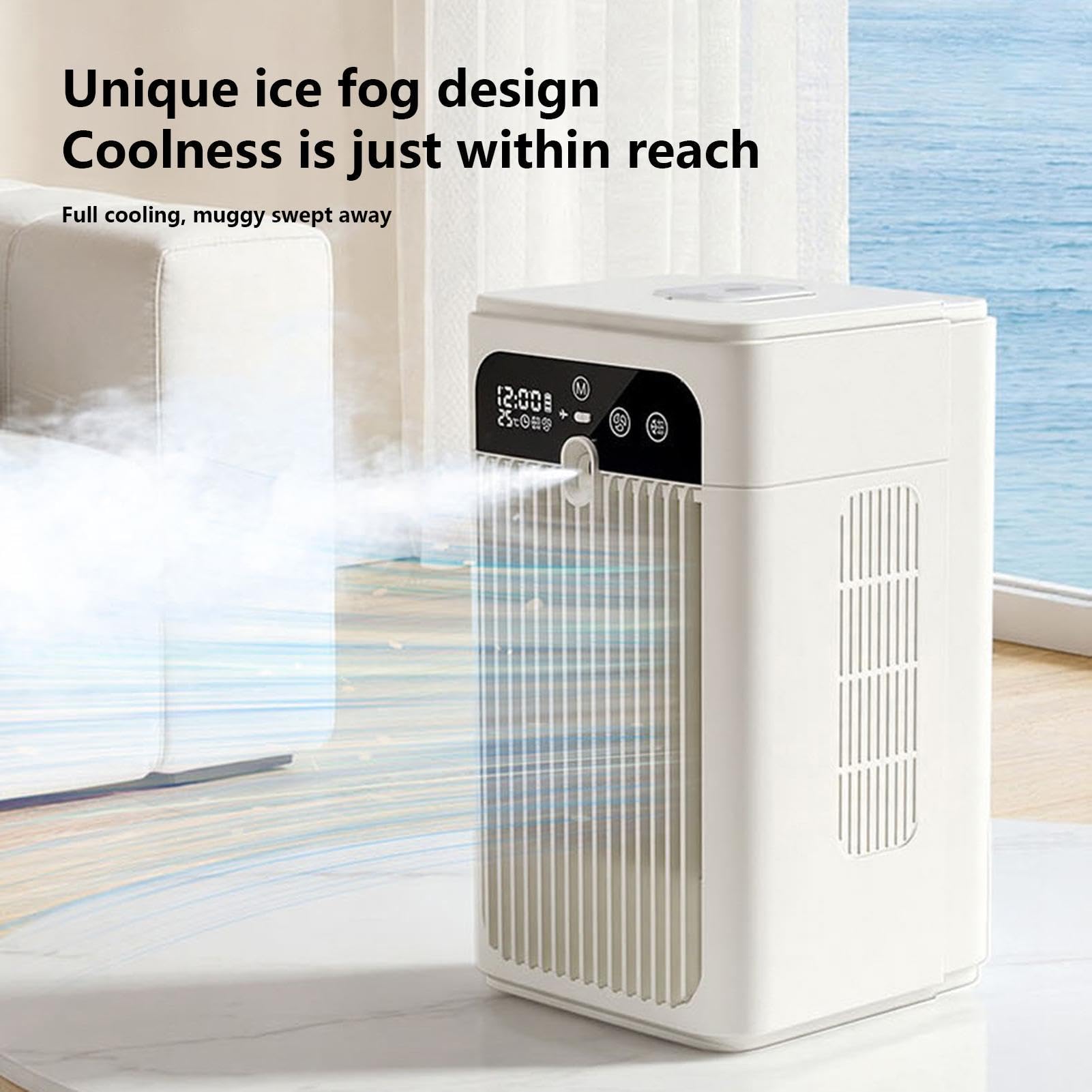 Genérico Ventilatore da scrivania portatile, ricaricabile con 2 impostazioni di velocità e visualizzazione 'ora, silenzioso, per casa, ufficio, camera da , dormitorio, cucina, campeggio, uso