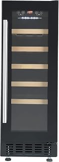 Cookology CWC301BK Freestanding Undercounter Fridge Cabinet 30cm Wine Cooler, 20 Bottle, 60 Litre Capacity, with Digital Temperature Control and Reversible Door - in Black