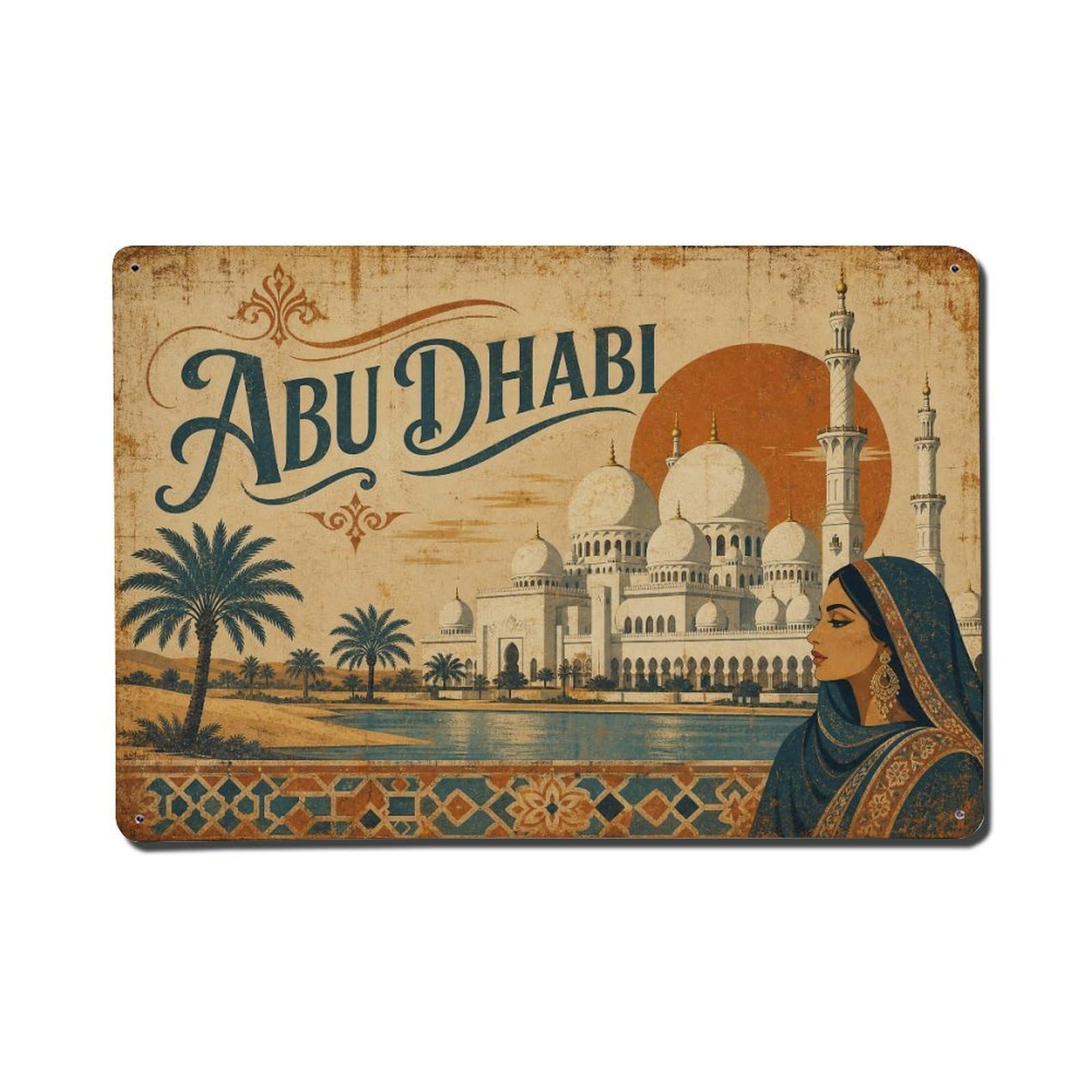 Metal Tin Sign Vintage Travel UAE Abu Dhabi