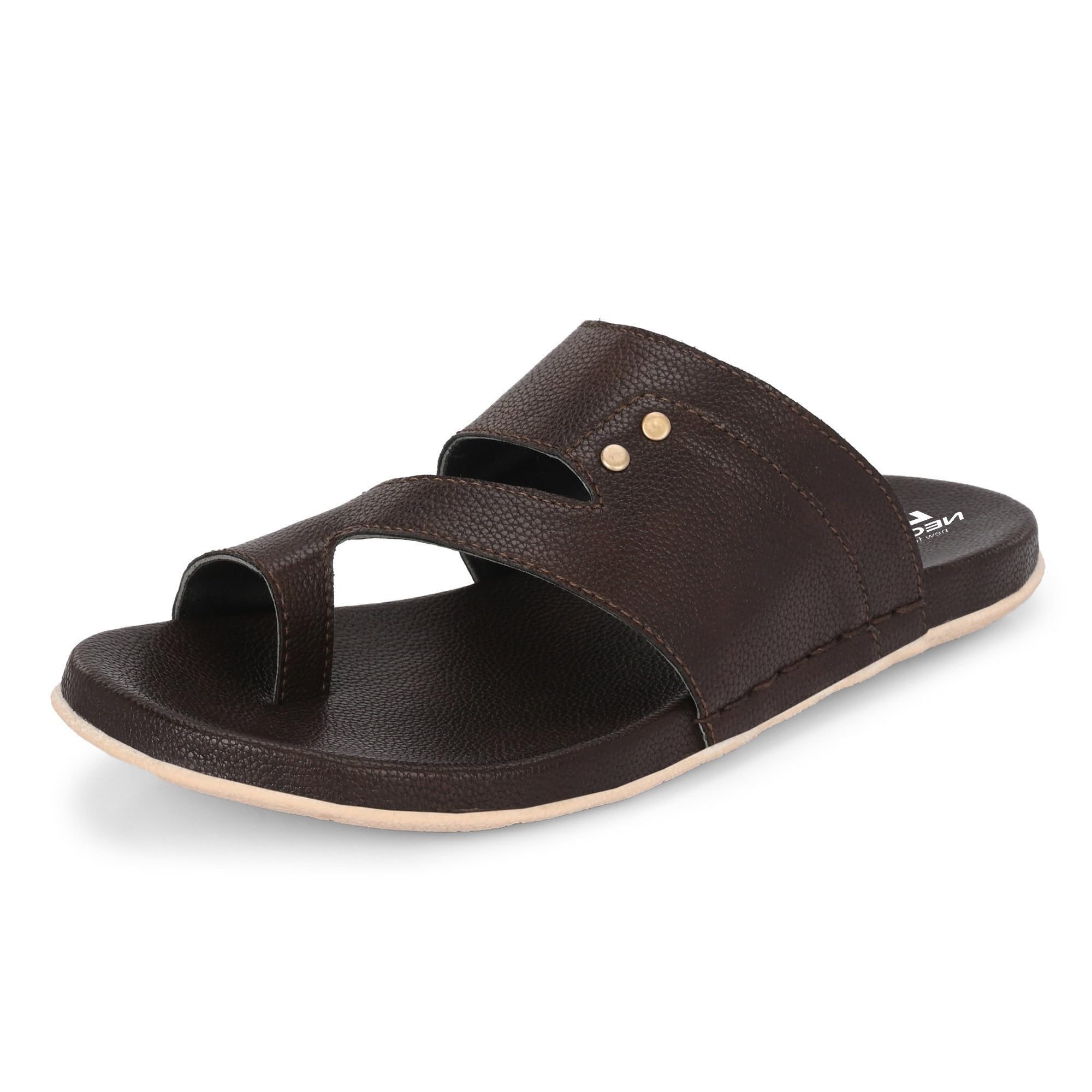 NEOVOGUE Man Brown Leather Casual Outdoor Slipper - 8 UK (B0CMQR9YLD) Amazon Price History, Amazon Price Tracker