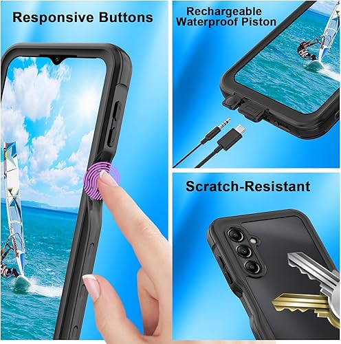 Miniatura 4 de Funda impermeable para teléfono Samsung Galaxy A14 5G, protector de pantalla con correa, protector de cuerpo completo, resistente a prueba de golpes