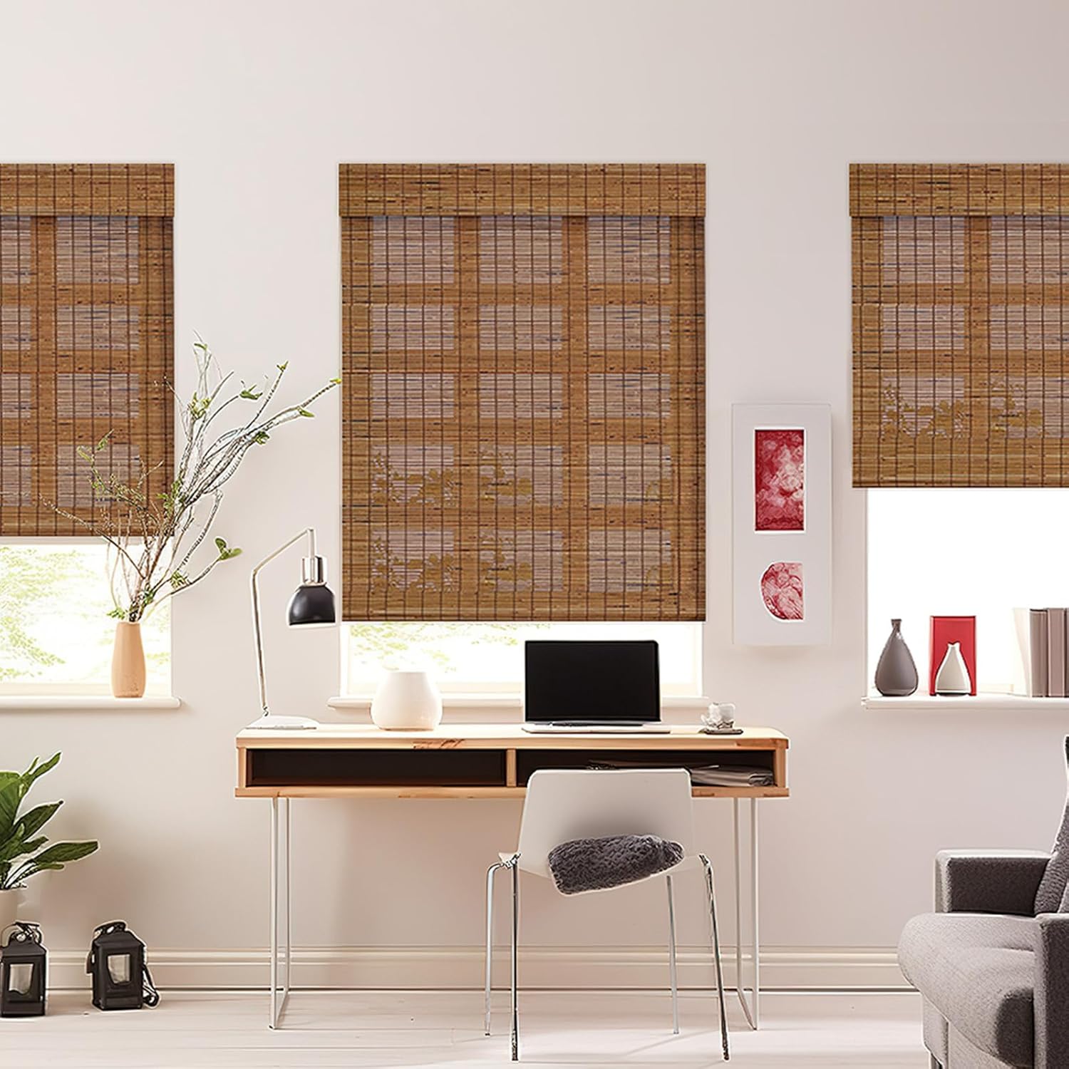 Bamboo Shades No Tools Required,Custom Blinds for Windows and Doors