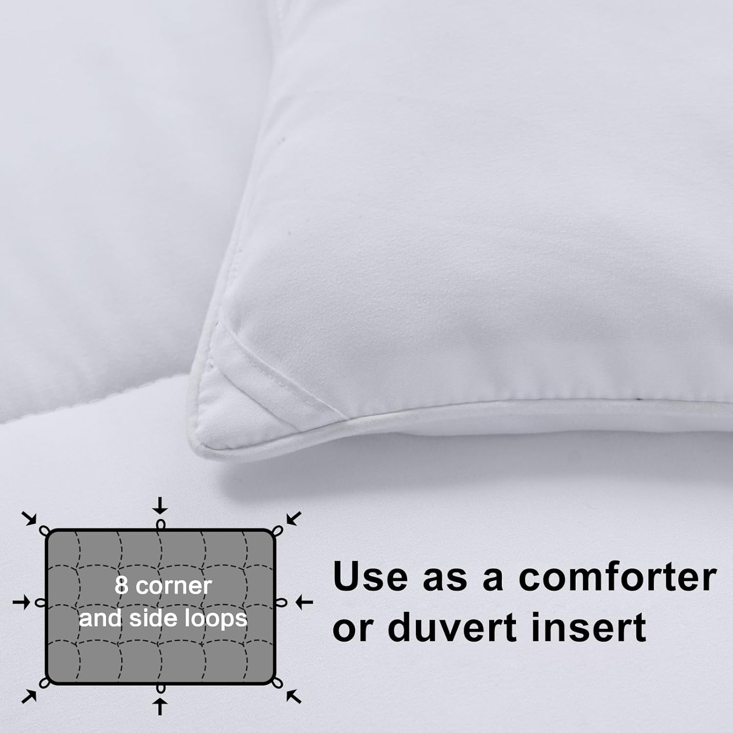 MERITLIFE 2100 Series Twin Size All Season Comforter Bed Soft Down Alternative Single Lightweight Breathable Duvet Insert with 8 Corner Tabs Suitable for Kids -Machine Washable (White,Twin 64"x88")