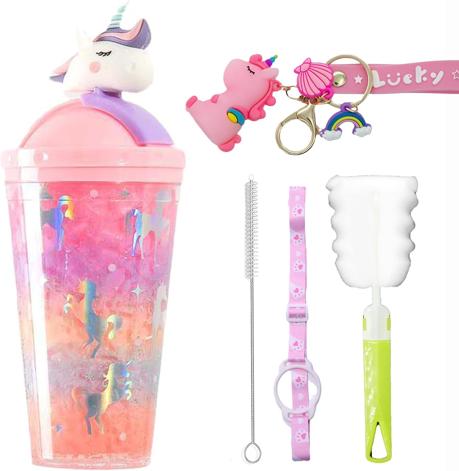 Astronaut Water Bottle with Straw Cartoon Space Travel Tumbler Ice Juice Milk Coffee Mug Reusable Plastic Party Cup Gift (astronaut, 420 ml)