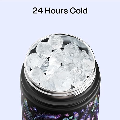 Miniatura 977 de ENCOOL Botella de agua aislada con popote, de acero inoxidable, a prueba de fugas, sin BPA, al vacío de doble pared que se mantiene fría durante 24