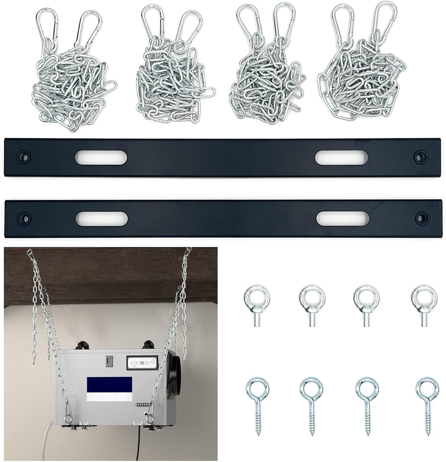 AlorAir Dehumidifier Hanging Kit for Crawl Space and Basement Dehumidifiers, Easy Way to Raise and Lower Dehumidifier, Helps Reduce Noise and Vibration of the Unit, Black