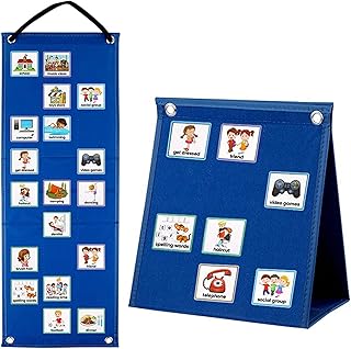 Visual Timetable for Kids, Uooker Visual Aids Children Visual Now and Next Board Learning Aids Tool with 70 Picture Cards, Daily Routine Chart to Support Communication for Autism, adhd, Preschool