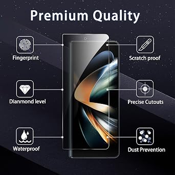 [2+2 Pack] Privacy Screen Protector for Samsung Galaxy Z fold 4，Anti-Spy Tempered Glass Film, Fingerprint Recognition, 9H Hardness, Anti Scratch, Anti Fingerprint
