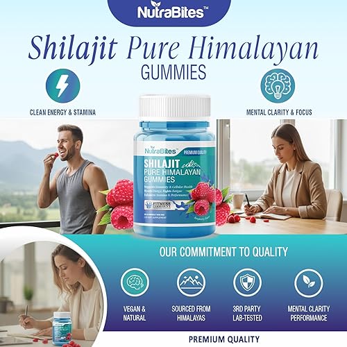 Miniatura 4 de Gomitas puras de Shilajit del Himalaya con Ashwagandha  Energía, Resistencia y Apoyo al Rendimiento  800 mg de Shilajit, ácido fúlvico, vitalidad