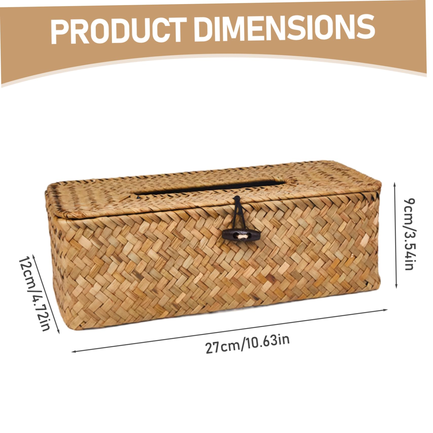 Caja de pañuelos Rectangular, Soporte para Caja de pañuelos de Pasto Marino con Tapa abatible, servilletero Facial Decorativo para Bar, Cocina, Oficina, Escritorio, Cubierta de Mimbre