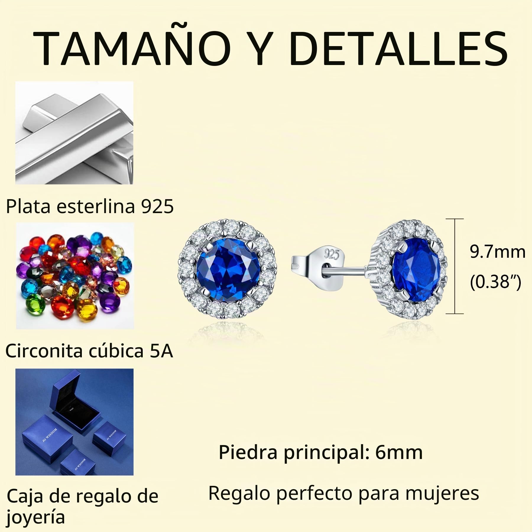JO WISDOM Pendientes Plata 925 Mujer con Circonita Cúbica AAA