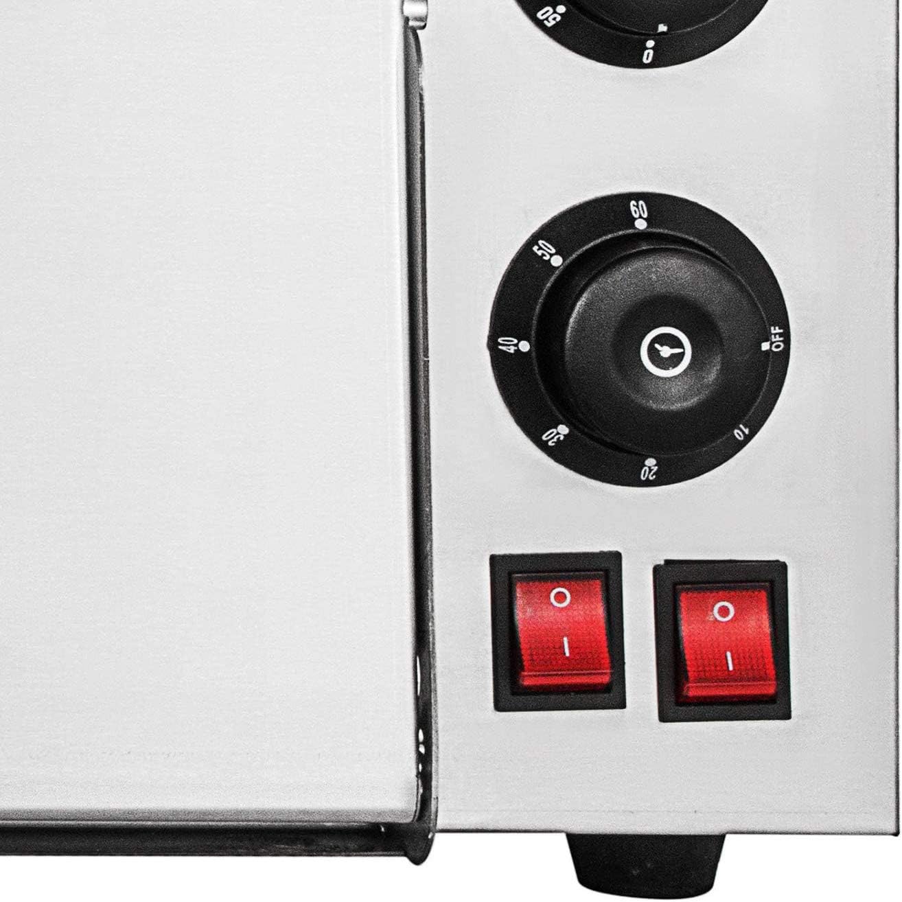 INTBUYING Commercial Pizza Oven Countertop Double-Layer Electric Pizza Oven 16'' Stainless Steel Electric Pizza Snack Oven MultiPurpose Kitchen Oven with Pizza Stone Timer/Temperature Control 3KW 110V