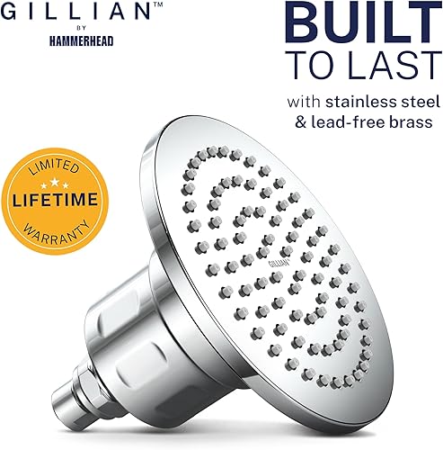 Miniatura 4 de Gillian by HammerHead - Cabezal de ducha filtrado sólido - Cabezal de filtro de ducha KDF-55 genuino para agua dura, piel y cabello más saludables -