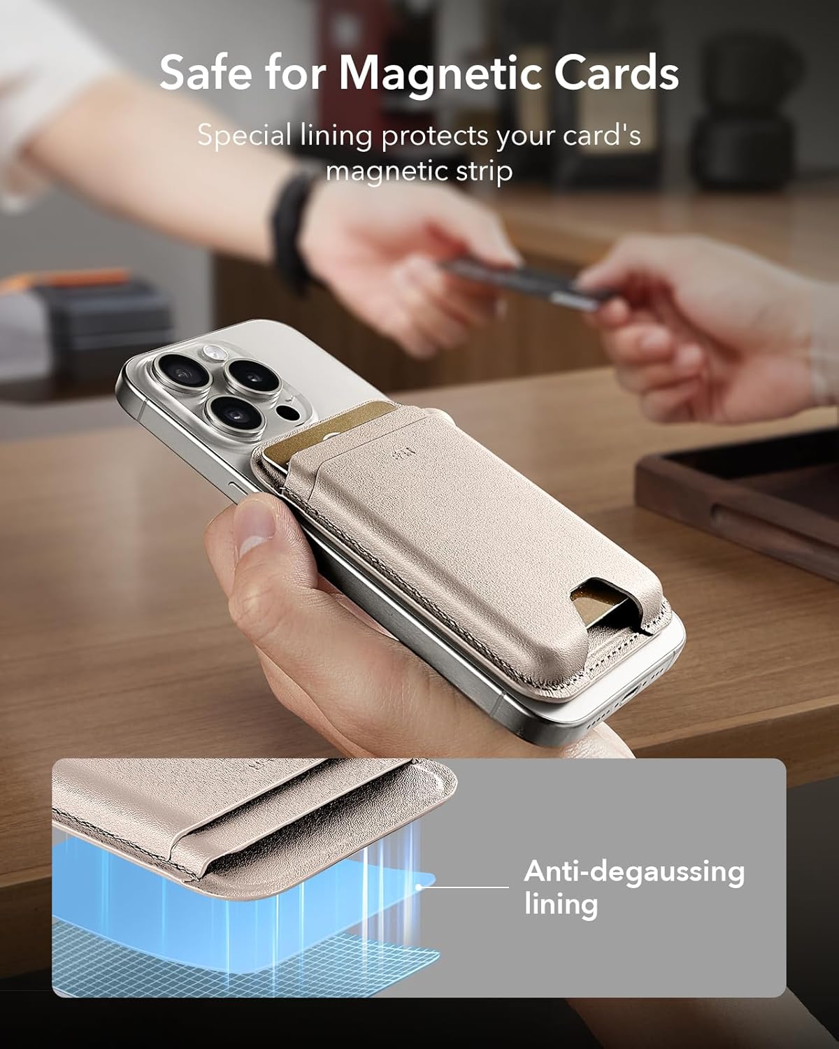 ESR for MagSafe Wallet, 5-Card Holder With RFID Blocking, MagSafe Sticker Included, Slim Magnetic Wallet for iPhone 17/16/15/14/13/12 Series and Selected Samsung Devices, Not for Mini, Desert Titanium - Image 7