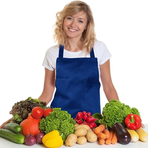 Miniatura 4 de Tarpop Paquete de 24 delantales con peto unisex, delantales comerciales resistentes para cocina, barbacoa, manualidades, para mujeres y hombres,
