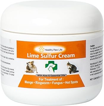 Healthy Paw Life Lime Sulfur Pet Skin Cream 4 oz - Soothing Topical Skin Support for Dogs, Cats, Puppies, Kittens, and Horses - Soothe Dry, Itchy, and Irritated Spots