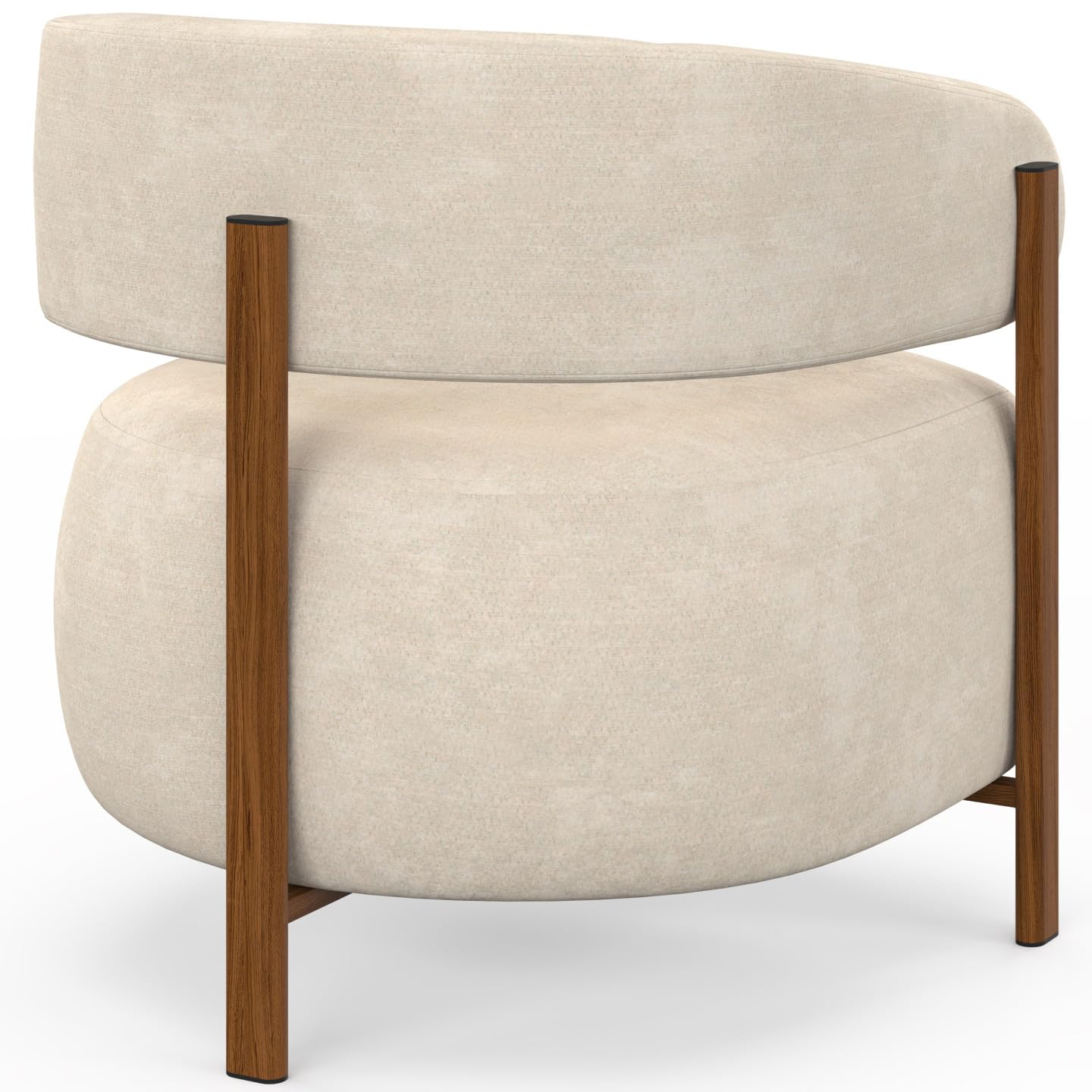 IDMarket - Sillón Albert de tela de chenilla beige y patas efecto nogal