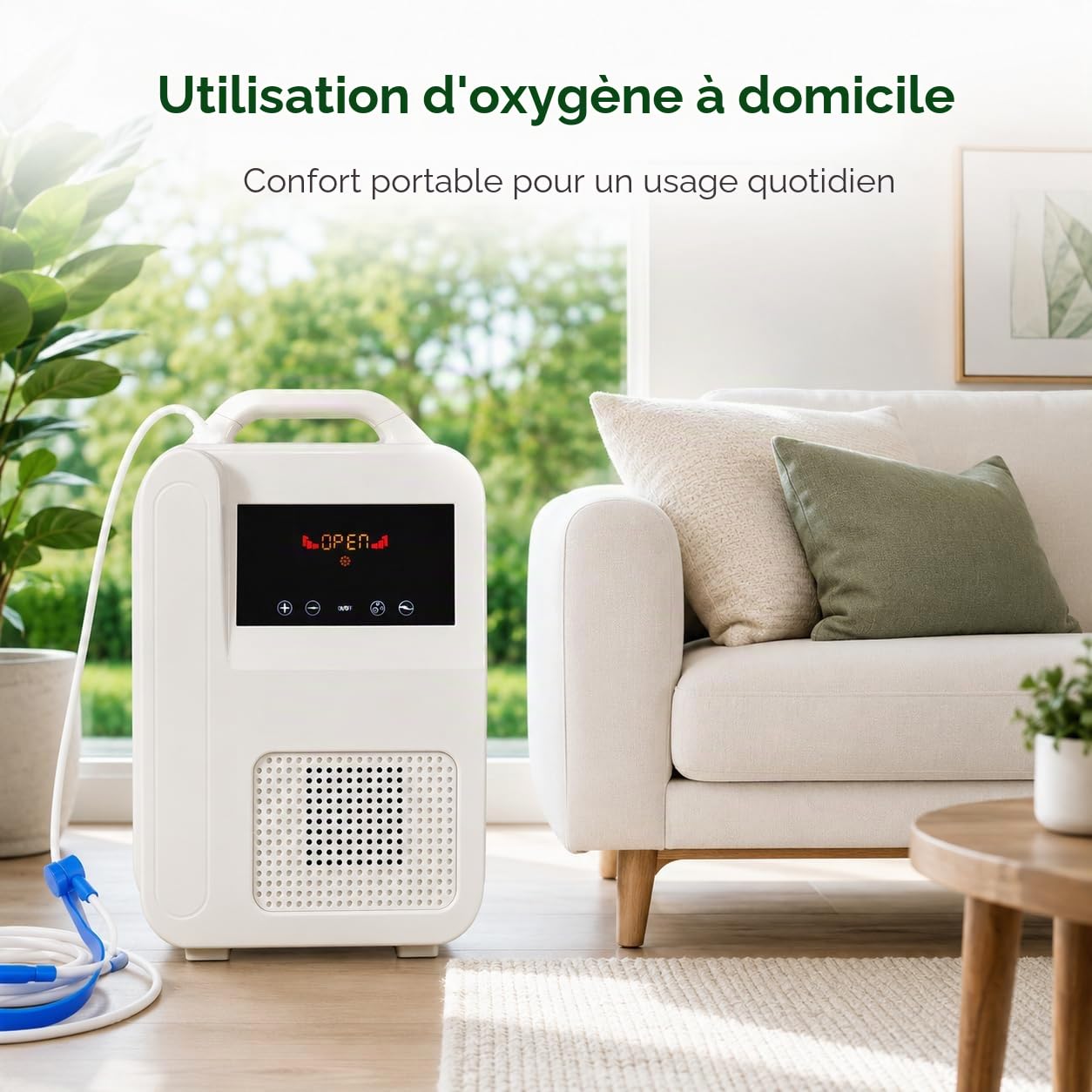 Booster d'oxygène électrique portable avec 30 millions d'ions négatifs — Machine à oxygène compacte avec canule nasale et étui de transport pour la maison, le voyage, la voiture et l'utilisation en