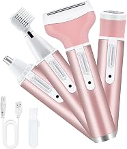 Mcbazel Cordless Electric Lady Shaver, Facial Epilators for Woman, 4 in 1 USB Rechargeable Hair Remover for Face & Body Hair Removal,Eyebrow Trimmer,Armpit, Bikini and Leg - Pink