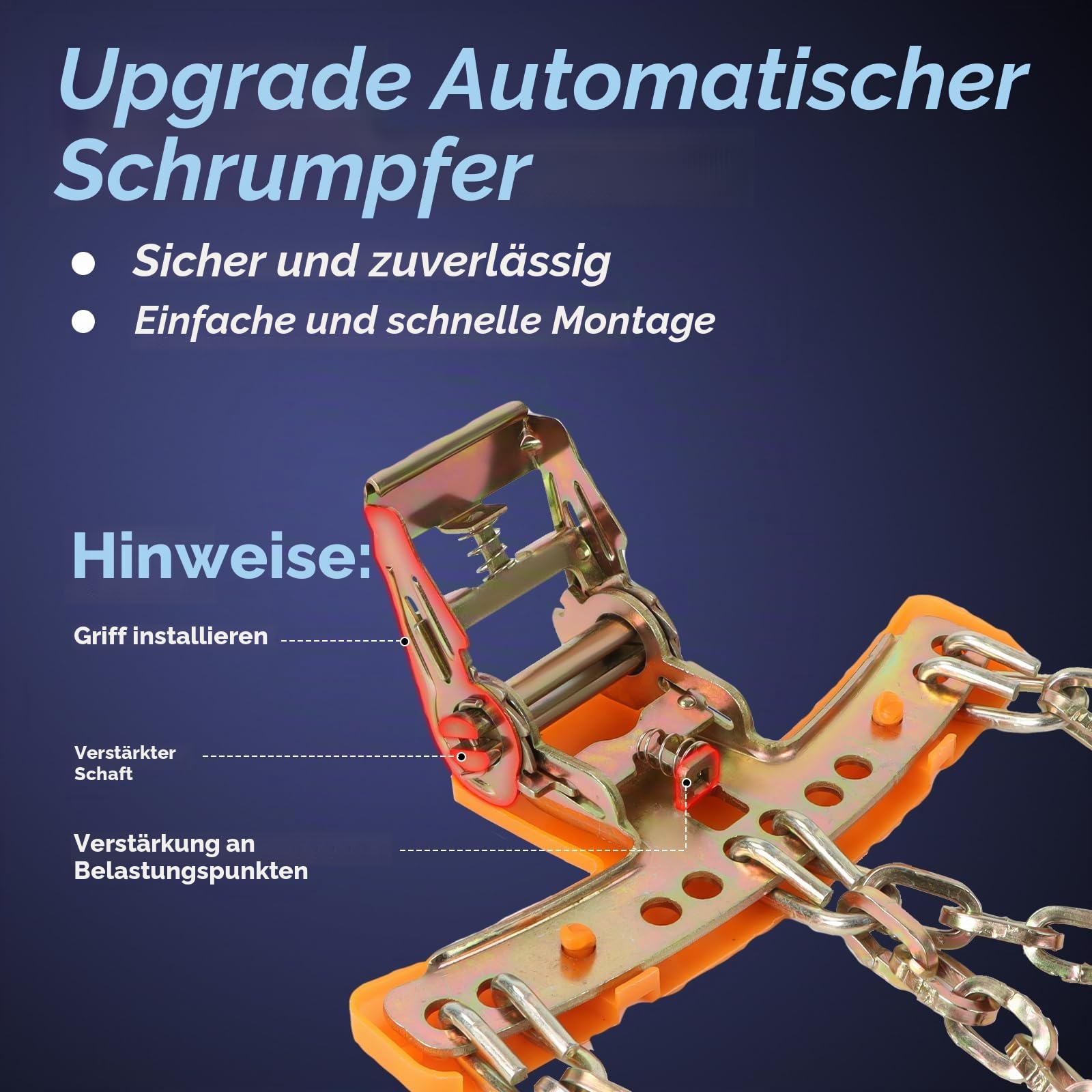 Schneeketten 4 Stück reifen ketten verstellbare Ketten robuste Schneeketten mit Kunststoff-Schneeschaufel und Handschuhen langlebige Reifen-Schneeketten für Autos LKWs SUVs Breite 165–275 mm